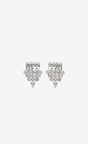 boucles d'oreille smoking en laiton argenté et cristal